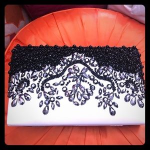 Rhinestone black and white clutch